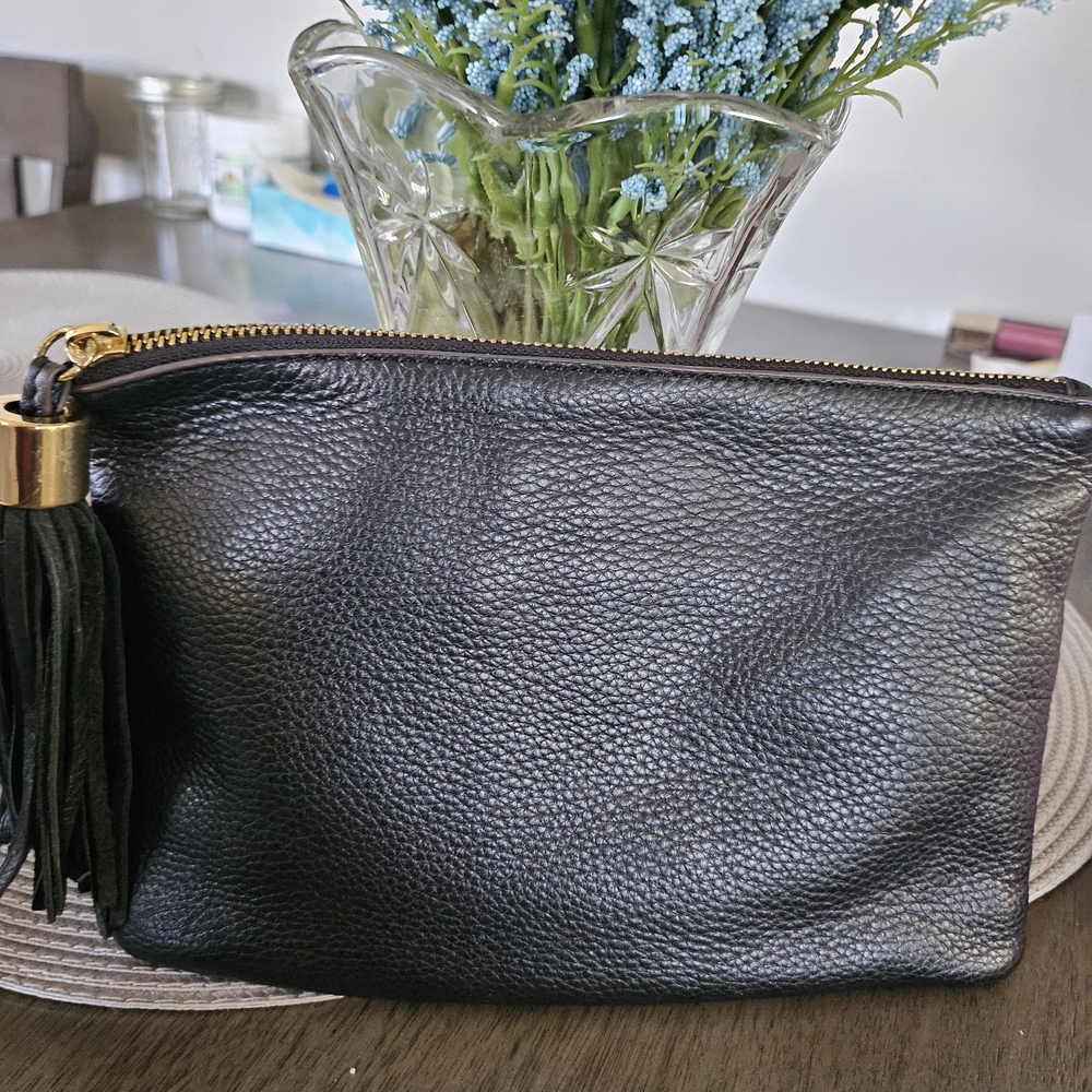Elegant Black Leather Clutch